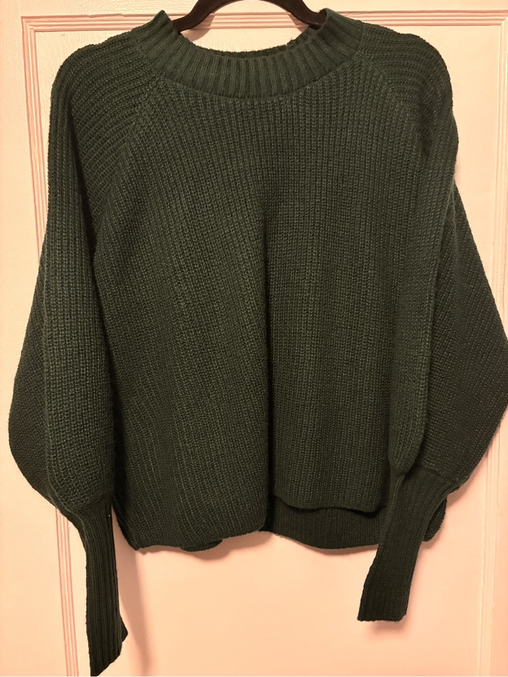 Eloquii Dark Green Ribbed Crewneck Cropped Sweater